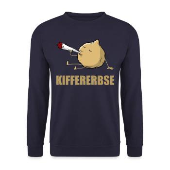 Kiffererbse - Kichererbse Wortspiel - Cartoon - Unisex Pullover - Navy - Vorne - Alina (178cm) & Michal (187cm)