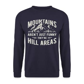 Mountains are hill areas - hilarious pun - Unisex Sweatshirt - navy - Front - Alina (178cm) & Michal (187cm)