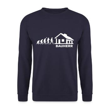 Evolution - Bauherr - Haus - bauen - EFH - Unisex Pullover - Navy - Vorne - Alina (178cm) & Michal (187cm)