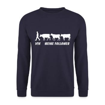 Ich Meine Follower Kühe Landwirt Bauer - Unisex Pullover - Navy - Vorne - Alina (178cm) & Michal (187cm)