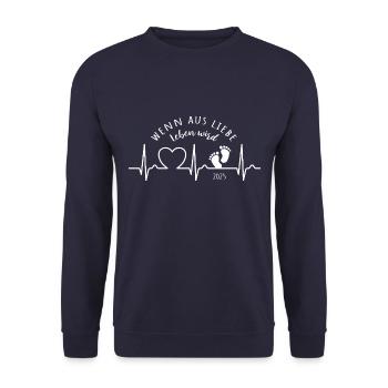 Wenn aus Liebe Leben wird EKG Kurve Baby 2025 - Unisex Pullover - Navy - Vorne - Alina (178cm) & Michal (187cm)