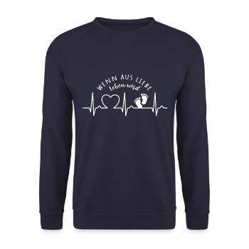 Wenn aus Liebe Leben wird EKG Kurve Herzkurve Baby - Unisex Pullover - Navy - Vorne - Alina (178cm) & Michal (187cm)