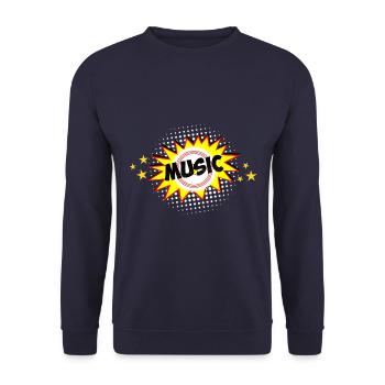 Musik T-Shirt Musik Stern Geschenkidee - Unisex Pullover - Navy - Vorne - Alina (178cm) & Michal (187cm)