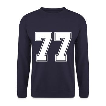77 Zahl Trikot - Unisex Pullover - Navy - Vorne - Alina (178cm) & Michal (187cm)