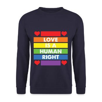 LBGT Flag Gay Pride Human Love Human Right - Unisex Sweatshirt - navy - Front - Alina (178cm) & Michal (187cm)