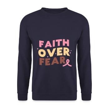 Breast Cancer Awareness Faith over Fear - Unisex Pullover - Navy - Vorne - Alina (178cm) & Michal (187cm)