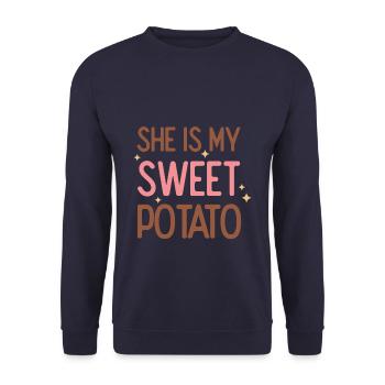 Thanksgiving She is my Sweet Potato Couple - Unisex Pullover - Navy - Vorne - Alina (178cm) & Michal (187cm)