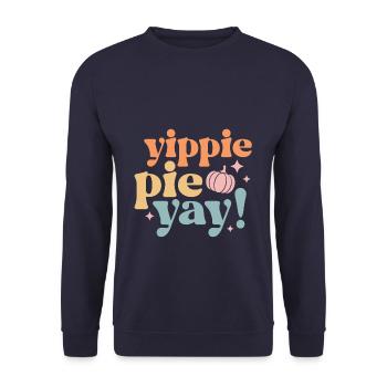 Thanksgiving yippie pie yay - Unisex Pullover - Navy - Vorne - Alina (178cm) & Michal (187cm)