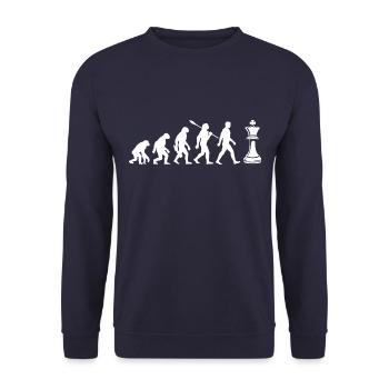 Evolution - Schach - Schachspieler - Unisex Pullover - Navy - Vorne - Alina (178cm) & Michal (187cm)