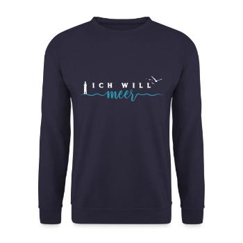Ich will Meer - Leuchtturm Wellen Nordsee - Unisex Pullover - Navy - Vorne - Alina (178cm) & Michal (187cm)