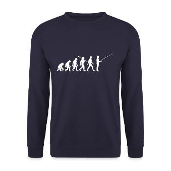 Evolution - Angler - Fische angeln - Unisex Pullover - Navy - Vorne - Alina (178cm) & Michal (187cm)