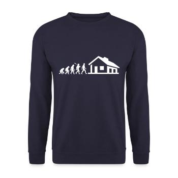 Evolution - Bauherr - Haus - bauen - EFH - Unisex Pullover - Navy - Vorne - Alina (178cm) & Michal (187cm)