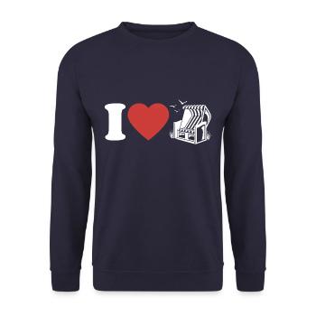 I Love Beach Chair - Heart - Hobby - Unisex Sweatshirt - navy - Front - Alina (178cm) & Michal (187cm)