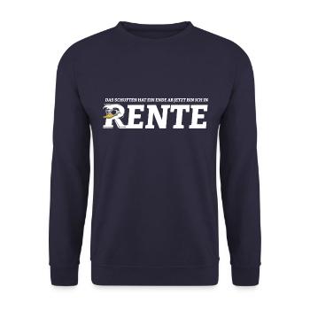 Rente Ente Cartoon Das Schuften hat ein Ende - Unisex Pullover - Navy - Vorne - Alina (178cm) & Michal (187cm)