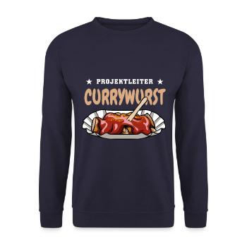 Projektleiter Currywurst - Fast Food Fan - Kult - Unisex Pullover - Navy - Vorne - Alina (178cm) & Michal (187cm)