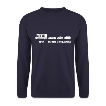 Ich und meine Follower - Wohnmobil - Stau - Unisex Pullover - Navy - Vorne - Alina (178cm) & Michal (187cm)