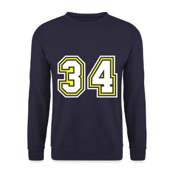 34 Zahl symbol - Unisex Pullover - Navy - Vorne - Alina (178cm) & Michal (187cm)
