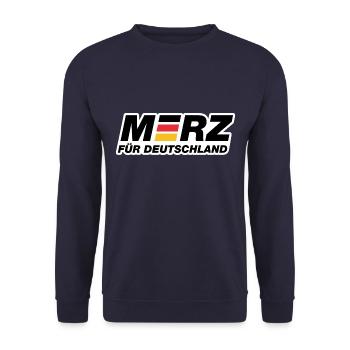 Merz für Deutschland - Kanzler - Kanzlerkandidat - Unisex Pullover - Navy - Vorne - Alina (178cm) & Michal (187cm)