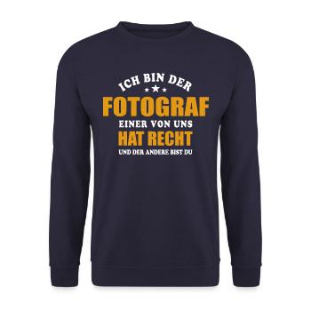 Ich bin der Fotograf - einer von uns hat Recht - Unisex Pullover - Navy - Vorne - Alina (178cm) & Michal (187cm)