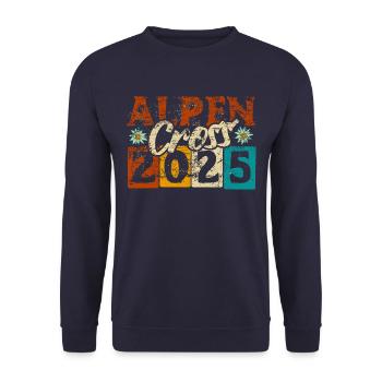 Alpen Cross 2025 - Cycling Hiking Routes - Unisex Sweatshirt - navy - Front - Alina (178cm) & Michal (187cm)