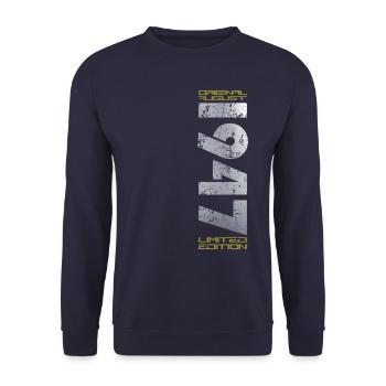 77th Birthday Original August 1947 Born 1947 - Unisex Sweatshirt - navy - Front - Alina (178cm) & Michal (187cm)