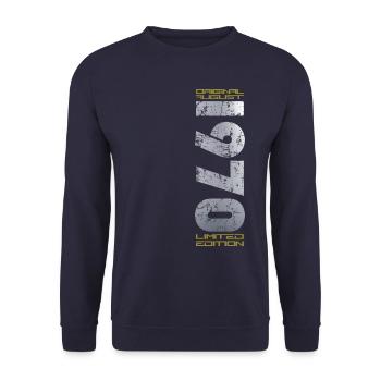 54e anniversaire Original août 1970 Né en 1970 - Sweat-shirt Unisexe - marine - Devant - Alina (178cm) & Michal (187cm)
