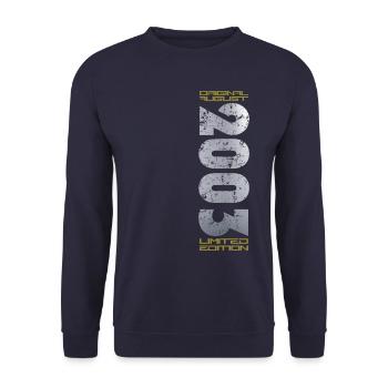21st Birthday Original August 2003 Vintage 2003 - Unisex Sweatshirt - navy - Front - Alina (178cm) & Michal (187cm)