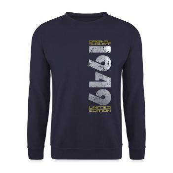 75th Birthday Original August 1949 Born 1949 - Unisex Sweatshirt - navy - Front - Alina (178cm) & Michal (187cm)
