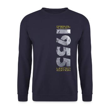 70e anniversaire Original août 1955 Né en 1955 - Sweat-shirt Unisexe - marine - Devant - Alina (178cm) & Michal (187cm)