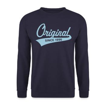 Original Since 1996 (Geburtsjahr, Geburtstag / B) - Unisex Pullover - Navy - Vorne - Alina (178cm) & Michal (187cm)