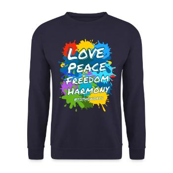 Love peace freedom and harmony to the world - Unisex Pullover - Navy - Vorne - Alina (178cm) & Michal (187cm)