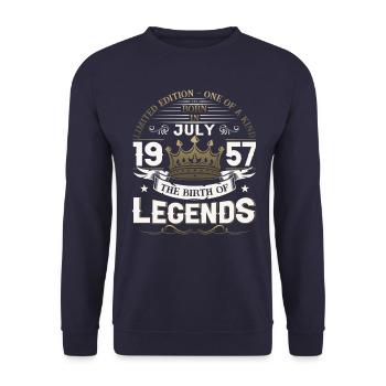 66. Geburtstag Mann Juli Jahrgang 1957 Legendary - Unisex Pullover - Navy - Vorne - Alina (178cm) & Michal (187cm)