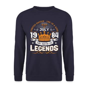39ème Anniversaire Homme Juillet Millésime 1984 Légendaire - Sweat-shirt Unisexe - marine - Devant - Alina (178cm) & Michal (187cm)