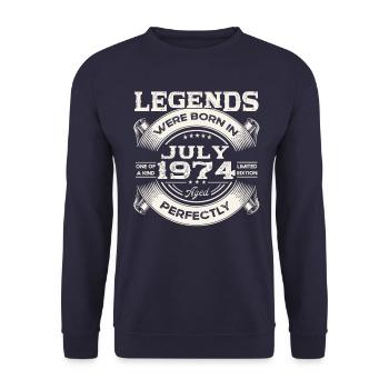 49th Birthday Man Legendary July Born 1974 - Unisex Sweatshirt - navy - Front - Alina (178cm) & Michal (187cm)