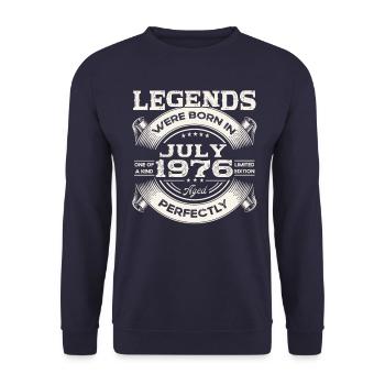 47th Birthday Man Legendary July Born 1976 - Unisex Sweatshirt - navy - Front - Alina (178cm) & Michal (187cm)