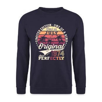 49th Birthday Man Original July Vintage 1974 - Unisex Sweatshirt - navy - Front - Alina (178cm) & Michal (187cm)