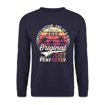 16th Birthday Man Original July Vintage 2007 - Unisex Sweatshirt - navy - Front - Alina (178cm) & Michal (187cm)