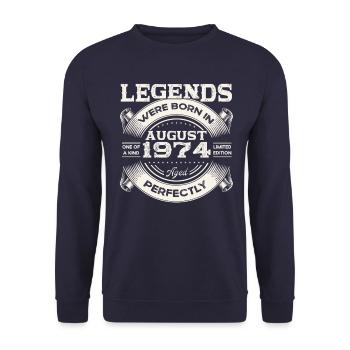 49th Birthday Man Original August Vintage 1974 - Unisex Sweatshirt - navy - Front - Alina (178cm) & Michal (187cm)