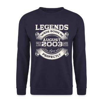 20 Birthday Men Original August Vintage 2003 - Sweat-shirt Unisexe - marine - Devant - Alina (178cm) & Michal (187cm)