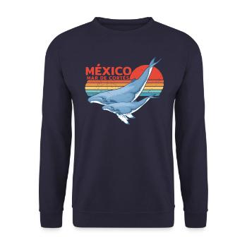 Buckelwale Mexiko - Unisex Pullover - Navy - Vorne - Alina (178cm) & Michal (187cm)