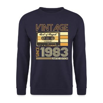 40th Birthday Man August Vintage 1983 Cassette - Unisex Sweatshirt - navy - Front - Alina (178cm) & Michal (187cm)