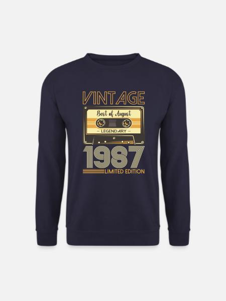 36. Geburtstag Mann August Jahrgang 1987 Kassette - Unisex Pullover - Navy