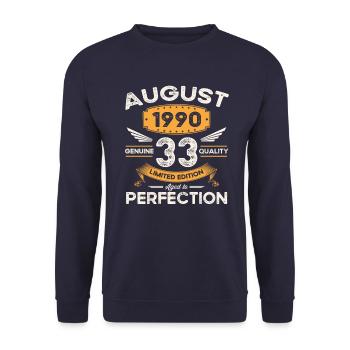 33rd Birthday Man Legend August Vintage 1990 - Unisex Sweatshirt - navy - Front - Alina (178cm) & Michal (187cm)