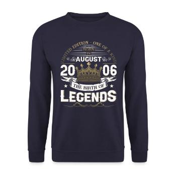 17th Birthday Man August Vintage 2006 Legendary - Unisex Sweatshirt - navy - Front - Alina (178cm) & Michal (187cm)