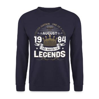 39ème Anniversaire Homme Août Millésime 1984 Légendaire - Sweat-shirt Unisexe - marine - Devant - Alina (178cm) & Michal (187cm)
