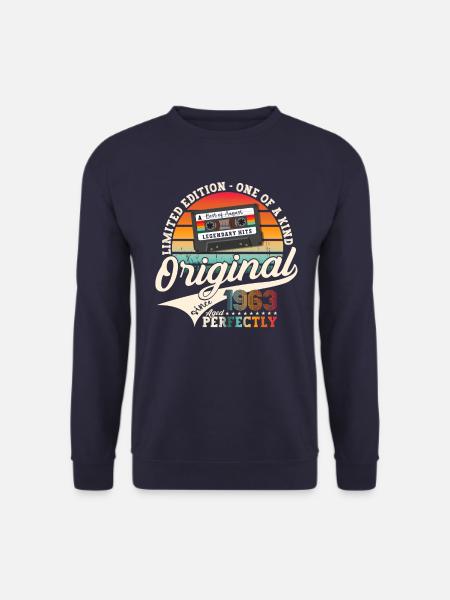 60. Geburtstag Mann August Jahrgang 1963 Kassette - Unisex Pullover - Navy