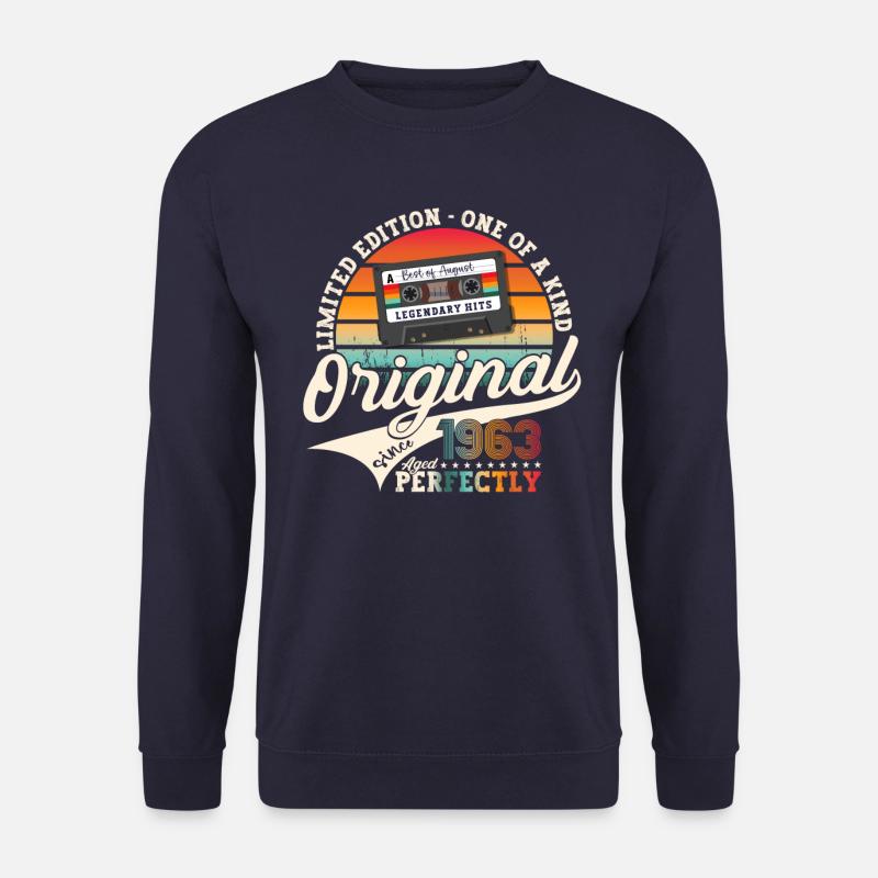 60. Geburtstag Mann August Jahrgang 1963 Kassette - Unisex Pullover - Navy