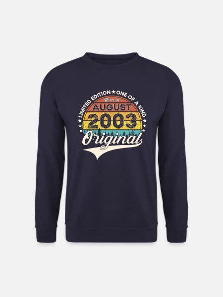 20. Geburtstag Mann Original August Jahrgang 2003 - Unisex Pullover - Navy