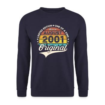 22nd Birthday Man August Vintage 2001 Cassette - Unisex Sweatshirt - navy - Front - Alina (178cm) & Michal (187cm)