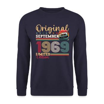 54e anniversaire septembre millésime 1969 cassette - Sweat-shirt Unisexe - marine - Devant - Alina (178cm) & Michal (187cm)